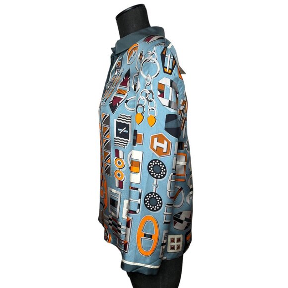 Hermes NWT Luxurious Silk Twill Buckles Blouse Shirt Size 38 Made In France - Picture 9 of 14